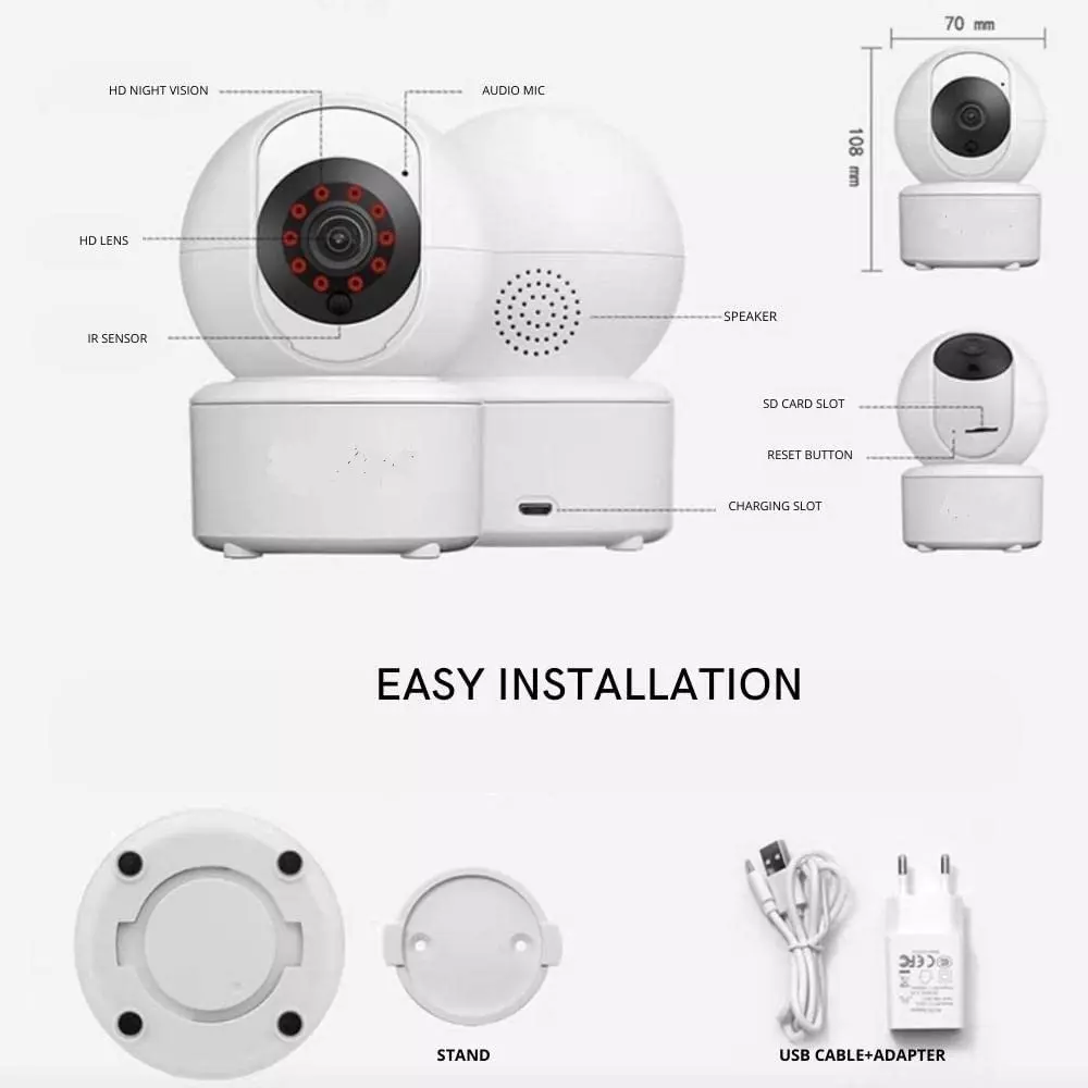 Mayumi Baby Monitoring Smart WIFI IP Camera Corded Electric 2 MP Android White for Indoor & Outdoor Use