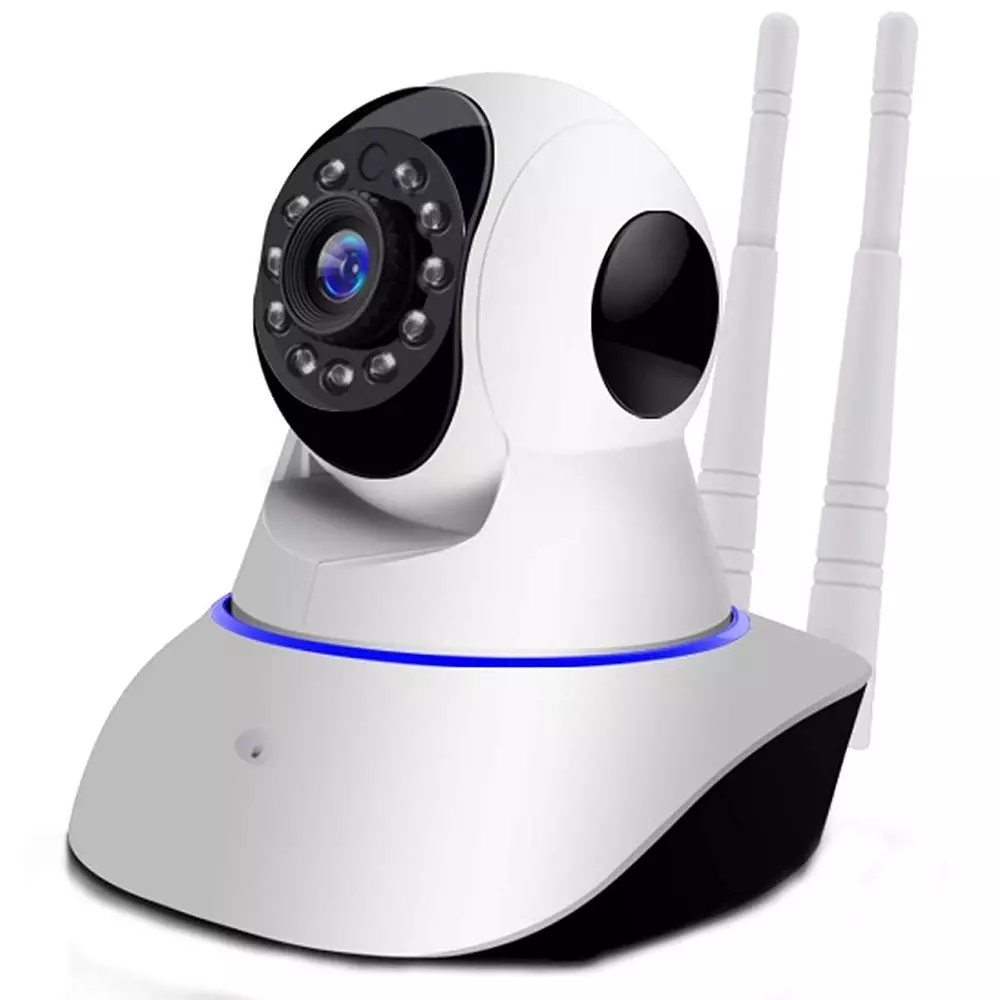 Mayumi Wireless IP CCTV Security Camera with 2 Way Antenna Battery Powered Android 64 GB Micro SD Card Support White for Indoor Use