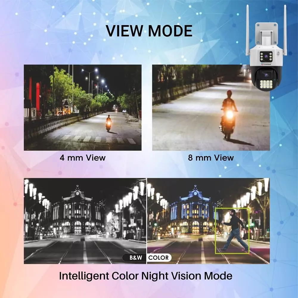 Consistent Smart 4G CCTV Camera 2 MP+2 MP Waterproof 2-Way Talk Supports SD Card Up to 256 GB, CT-CM-4MLPT