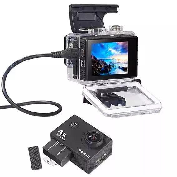 Nutronics 16 MP Action Ultra HD Camera 98 ft (30 m) Under Water Resistant, 4K 30 fps, Wifi Connectivity, 170° Wide Angle Lens and Accessories Kit