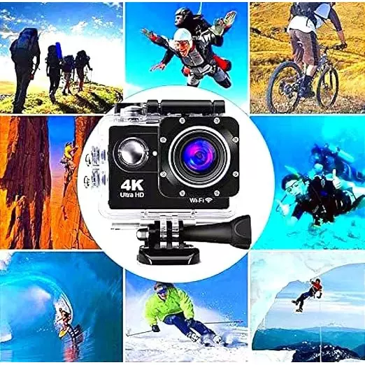 Nutronics 16 MP Action Ultra HD Camera 98 ft (30 m) Under Water Resistant, 4K 30 fps, Wifi Connectivity, 170° Wide Angle Lens and Accessories Kit
