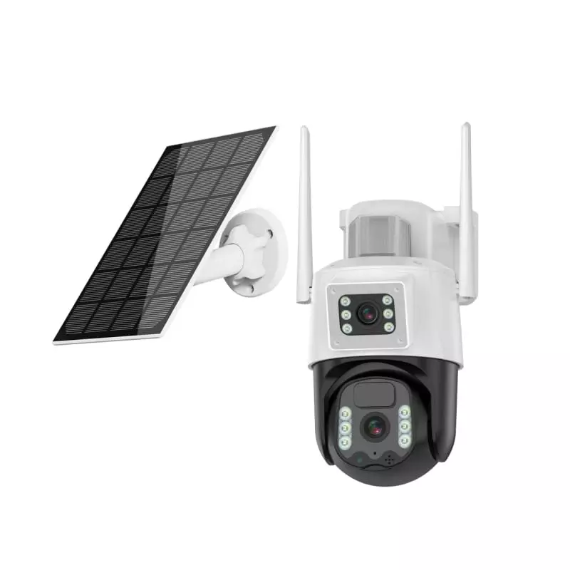 Consistent 4G SIM Based CCTV Outdoor Security Camera 3 MP+3 MP with 7 W Solar Panel & Built-In Battery, CT-CM-6MLPT