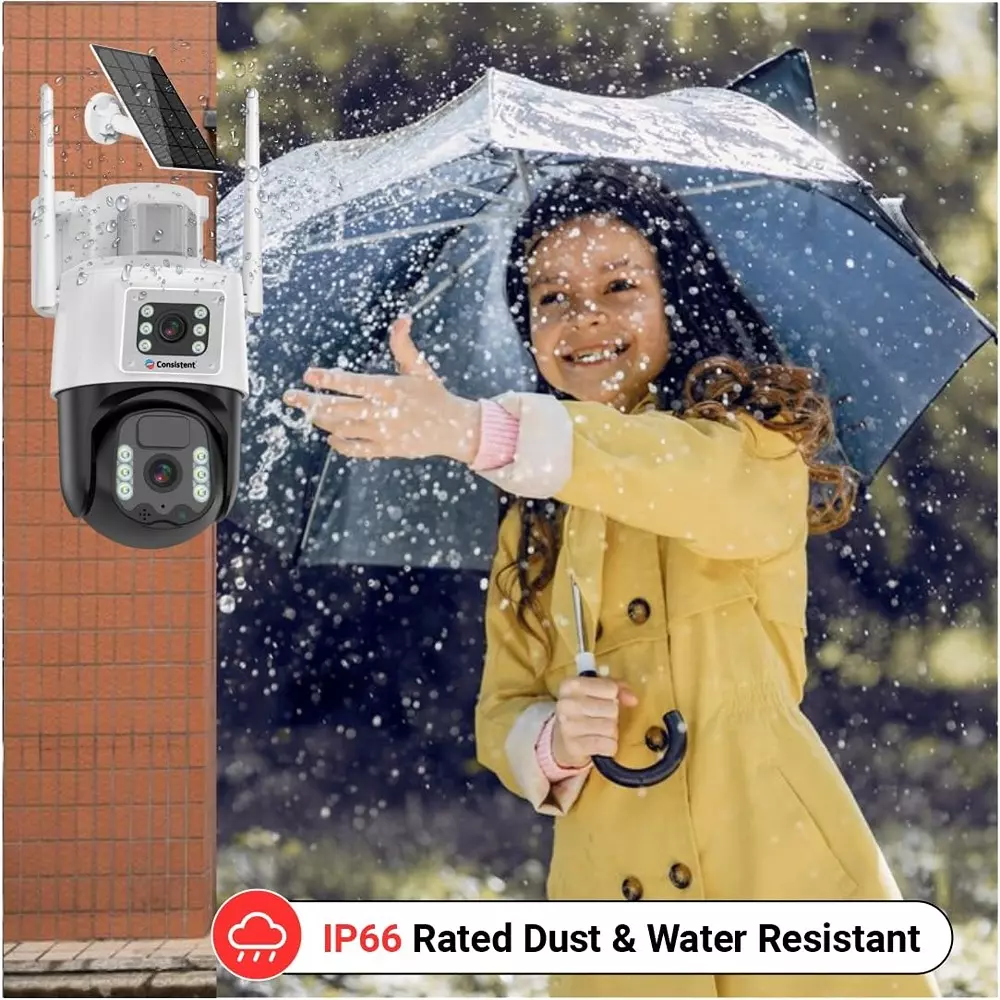 Consistent 4G SIM Based CCTV Outdoor Security Camera 3 MP+3 MP with 7 W Solar Panel & Built-In Battery, CT-CM-6MLPT