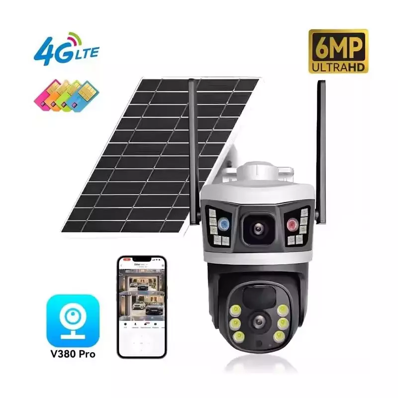 LOTA 4G Solar Powered CCTV Camera 6 MP 2-Channel Support IP66 Weatherproof with Night Vision & Motion Tracking, MST-3126-LT