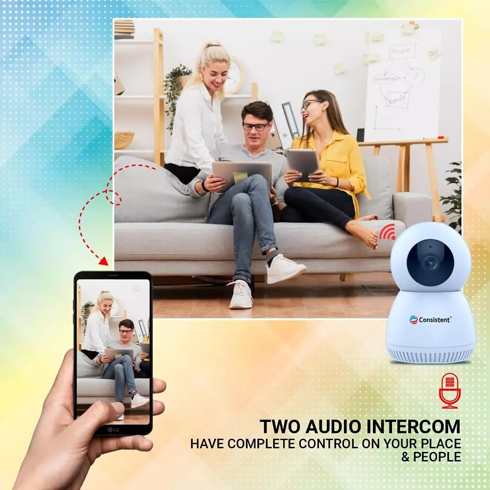 Consistent Mini Wifi Camera 3 MP 2-Way Talk 360° View Angle Supports SD Card Up to 256 GB, CTCMW3MPHRP