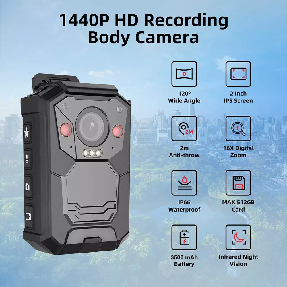 Justrack 1440P HD Recording Body Camera 128 GB, JT-B04/B63 BWC