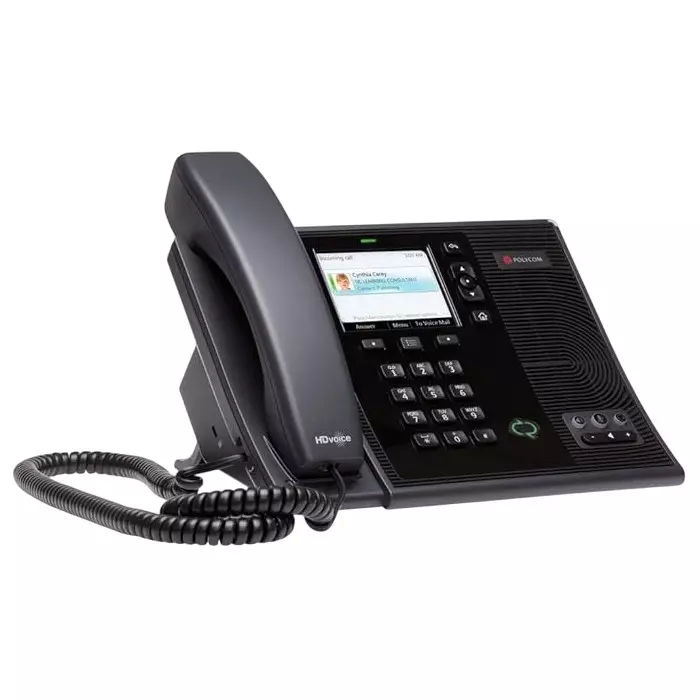 polycom Full-Featured UC Desktop IP Phone 216 mm (8.5 inch) Width Plastic Black with Ethernet Ports, CX600