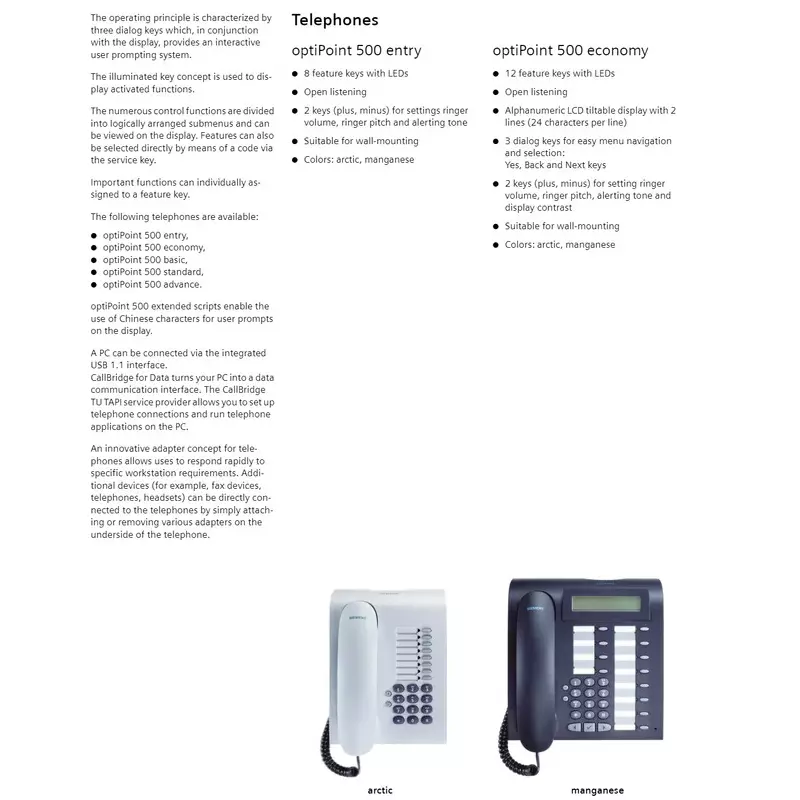 Siemens Landline Phone Black Color with LCD Display and 12 Keys, Optipoint 500 Advance
