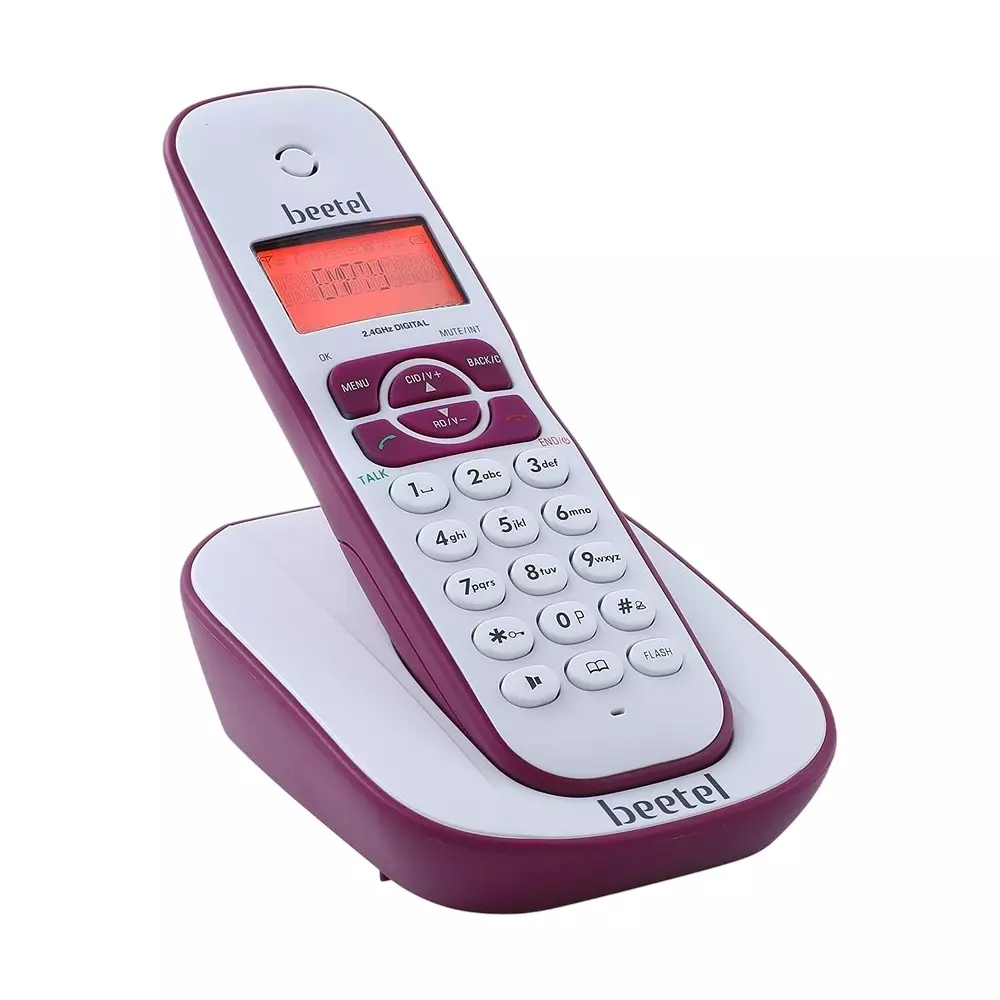 Beetel Cordless Landline Phone Single-Line Operation Alphanumeric Illuminated Keypad Plastic Material Wall/Desk Mountable Red & White, X73