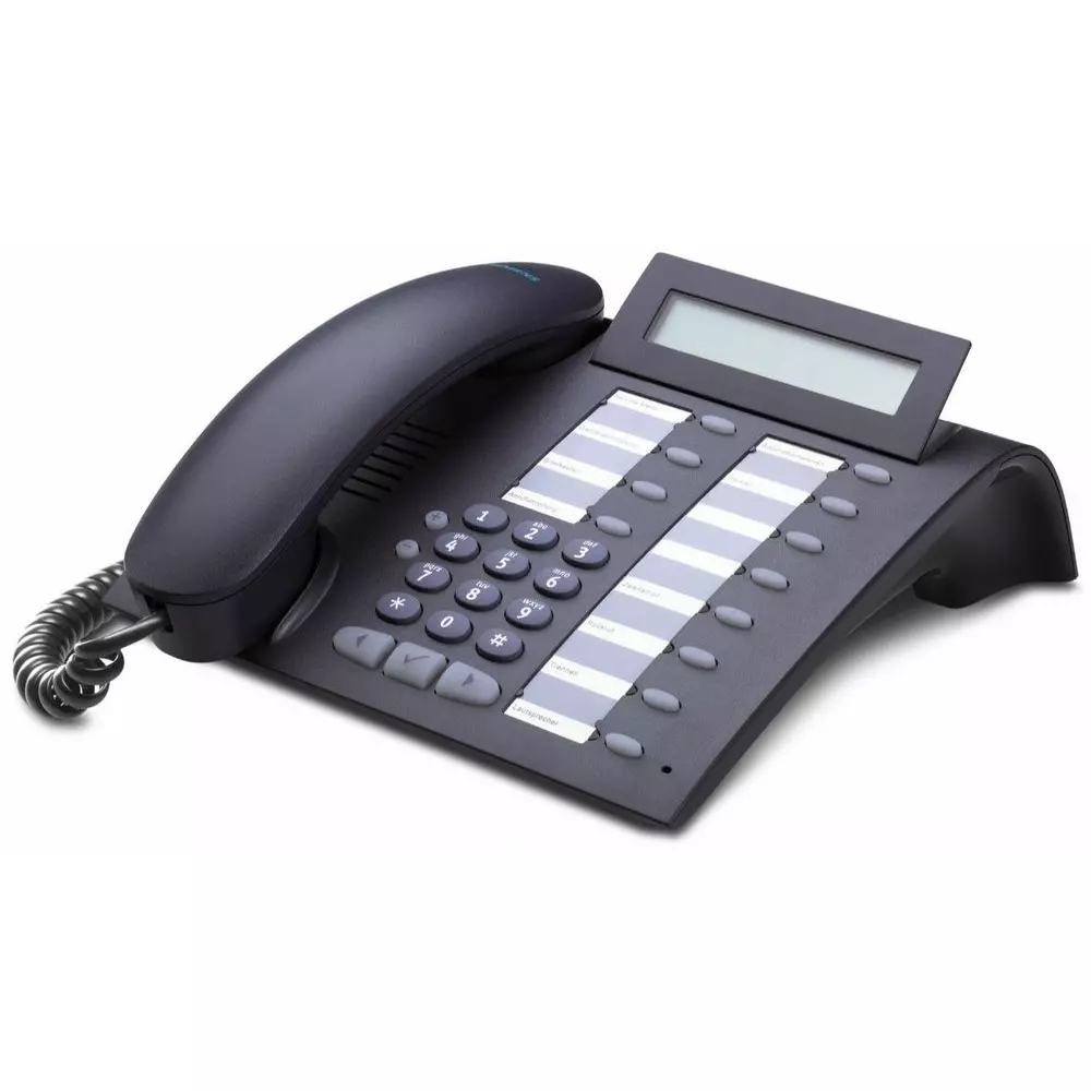 Siemens Landline Phone Black Color with LCD Display and 12 Keys, Optipoint 500 Standard