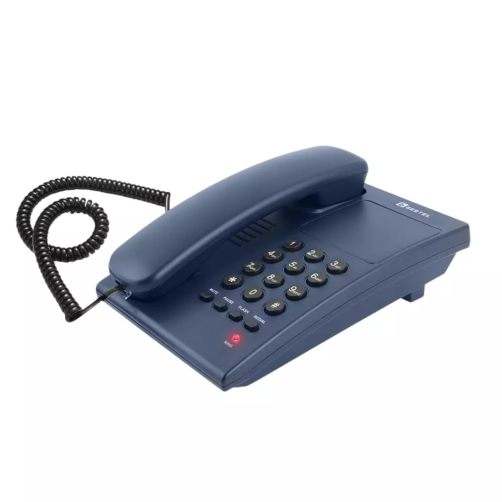 Beetel Corded Landline Phone Single-Line Operation Alphanumeric Keypad Plastic Material Wall/Desk Mountable Blue, G10