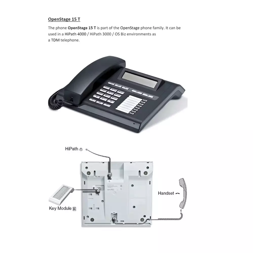 Siemens Digital TDM Phone Black Color with LCD Display and 12 Keys, Unify Openstage 15T