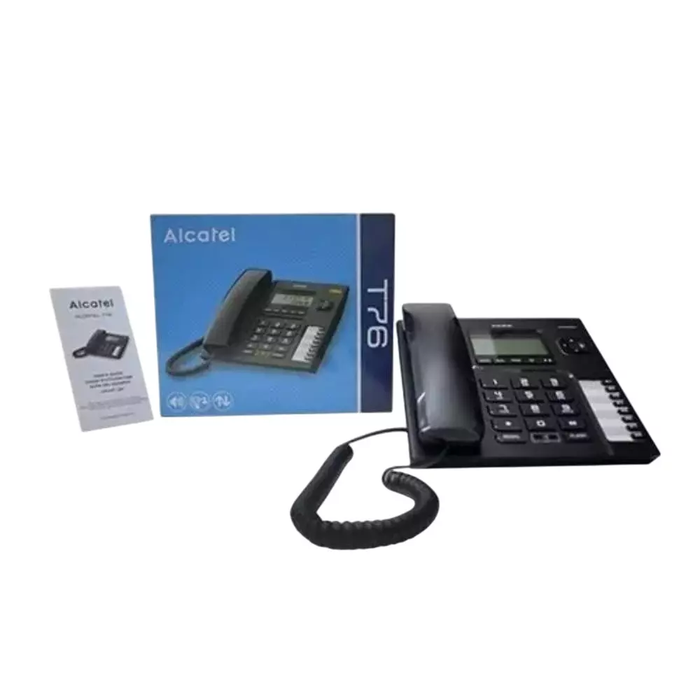 Alcatel Landline Phone Black Corded Table Top Mount, T76