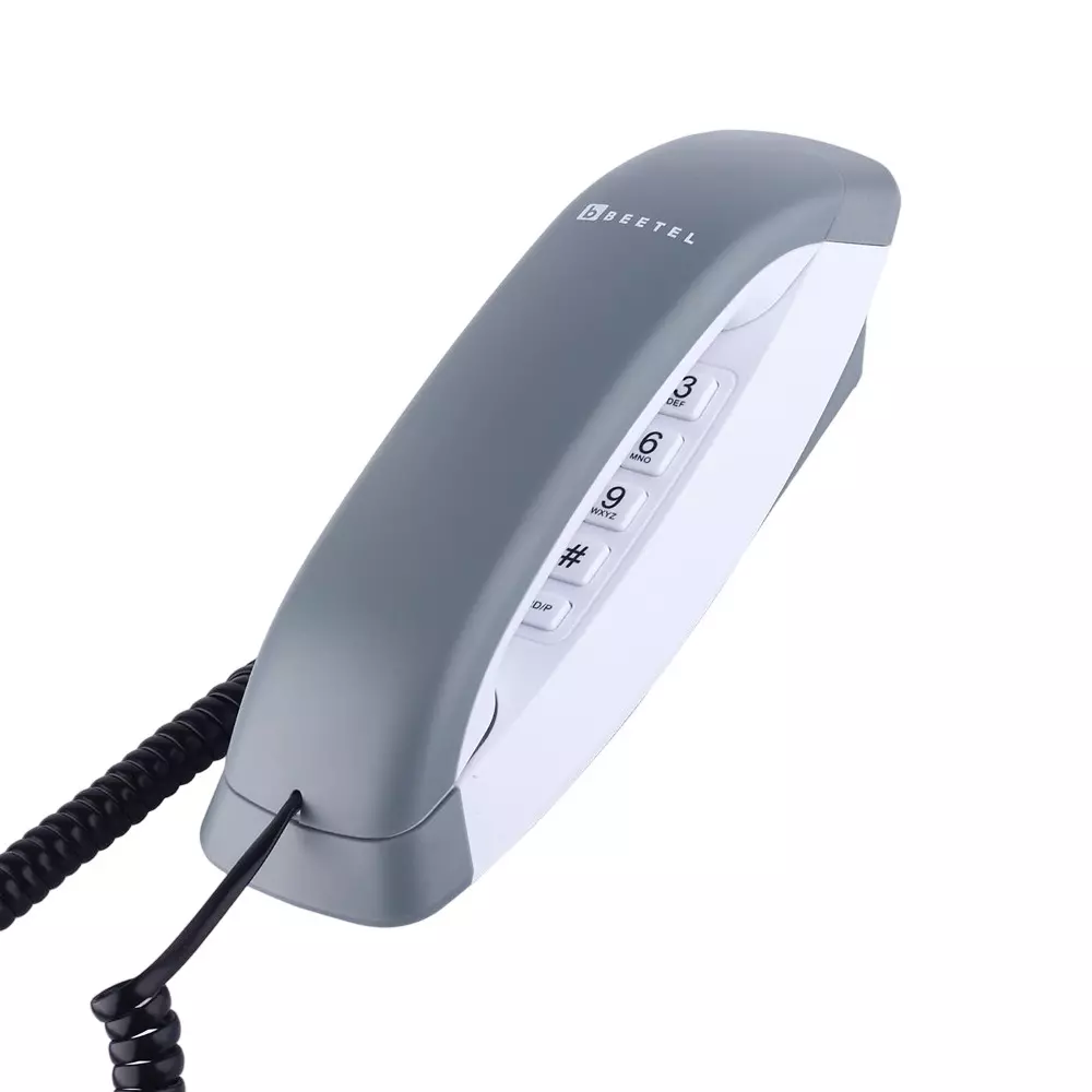 Beetel Corded Landline Phone Single-Line Operation Alphanumeric Keypad ABS Material Wall/Desk Mountable Grey & White, B29