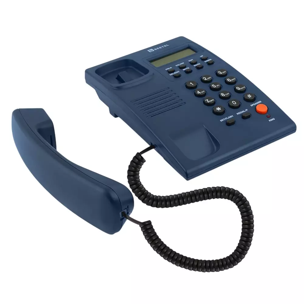 Beetel Corded Landline Phone Single-Line Operation Alphanumeric Keypad Plastic Material Wall/Desk Mountable Blue, G30