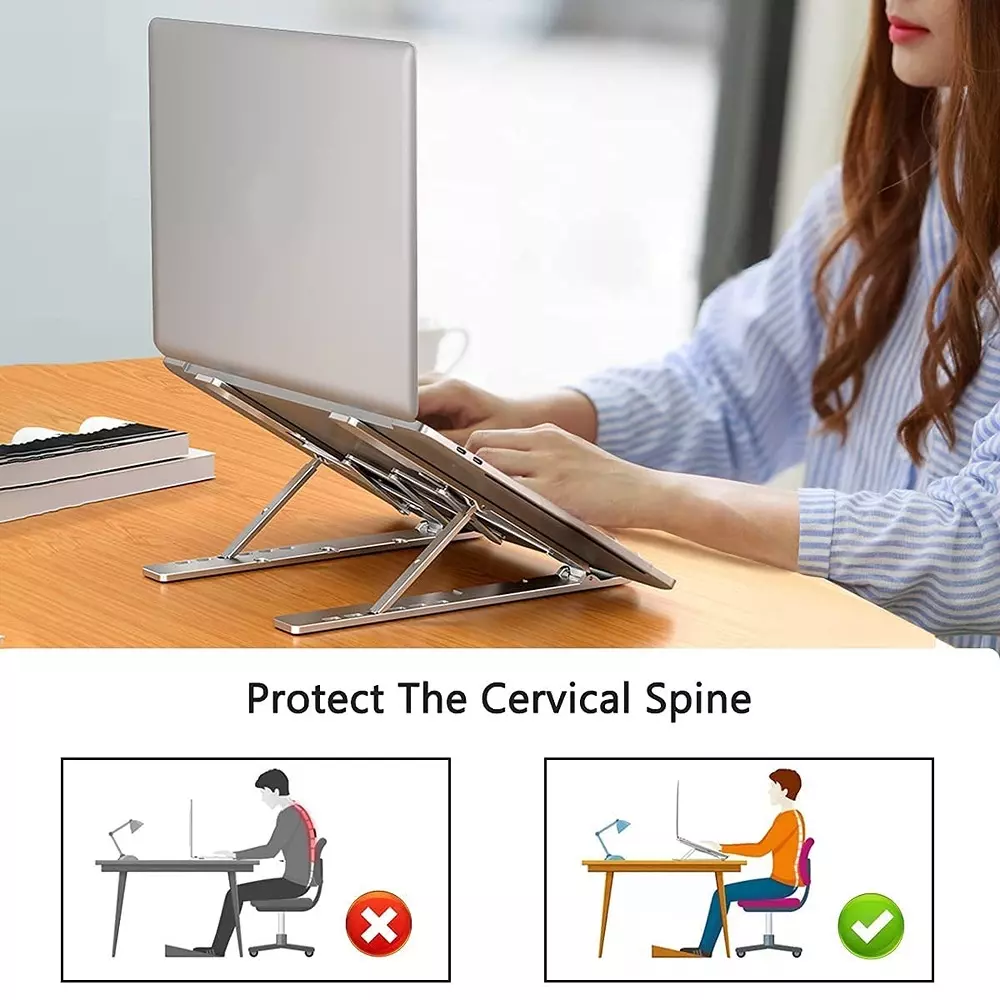 LOTA Laptop Stand Foldable Aluminum 6-Level Adjustable Angle Riser for 10–15.6 inch Laptops & Tablets, MST-1671-LT
