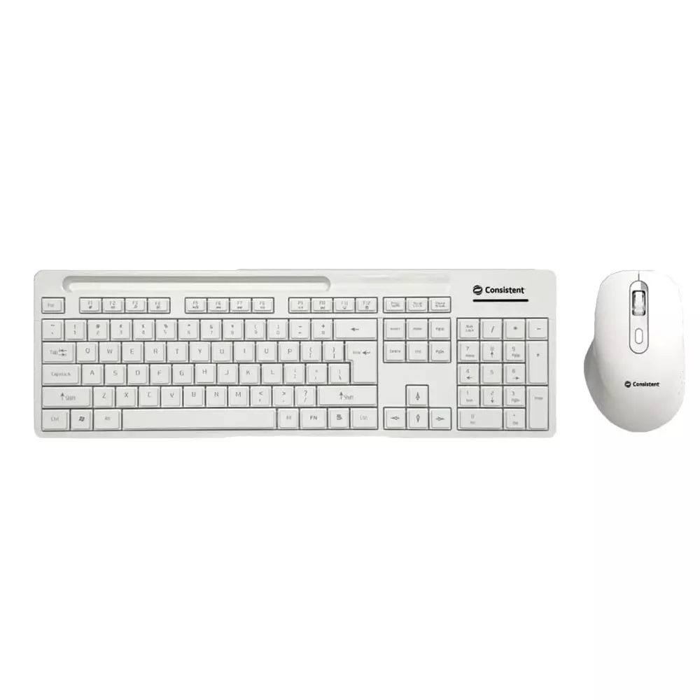 Consistent Glory Wireless Keyboard and Mouse White with 2.4 GHz USB Receiver, CMW402