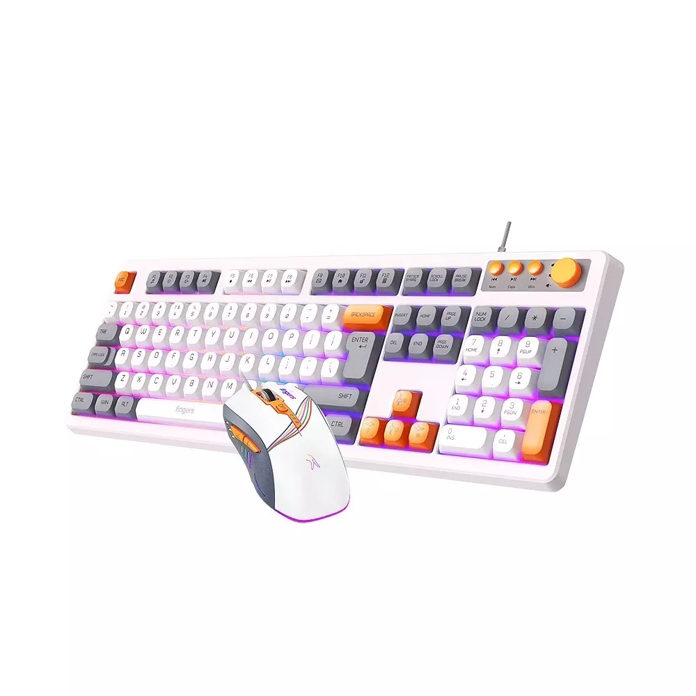 fingers-keyboard-mouse-combo-usb-port-interface-108-keys-12-media-keys-classic-white-orange-grey-accents-color-cubikcombo