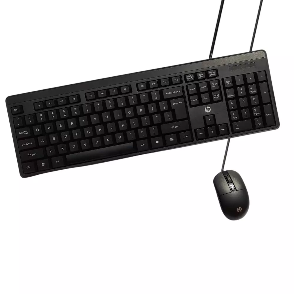 HP Wired Keyboard 107 Keys and Up to 1600 DPI 3-Button Mouse Combo Black, KM150