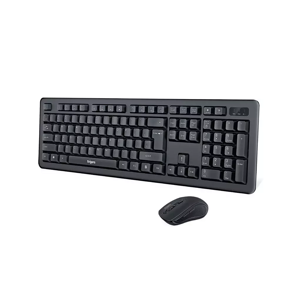 FINGERS Keyboard & Mouse Combo USB Port (2.4 GHz USB Nano) Interface 106 Keys (14 Media Keys), Duo-Recharge Combo