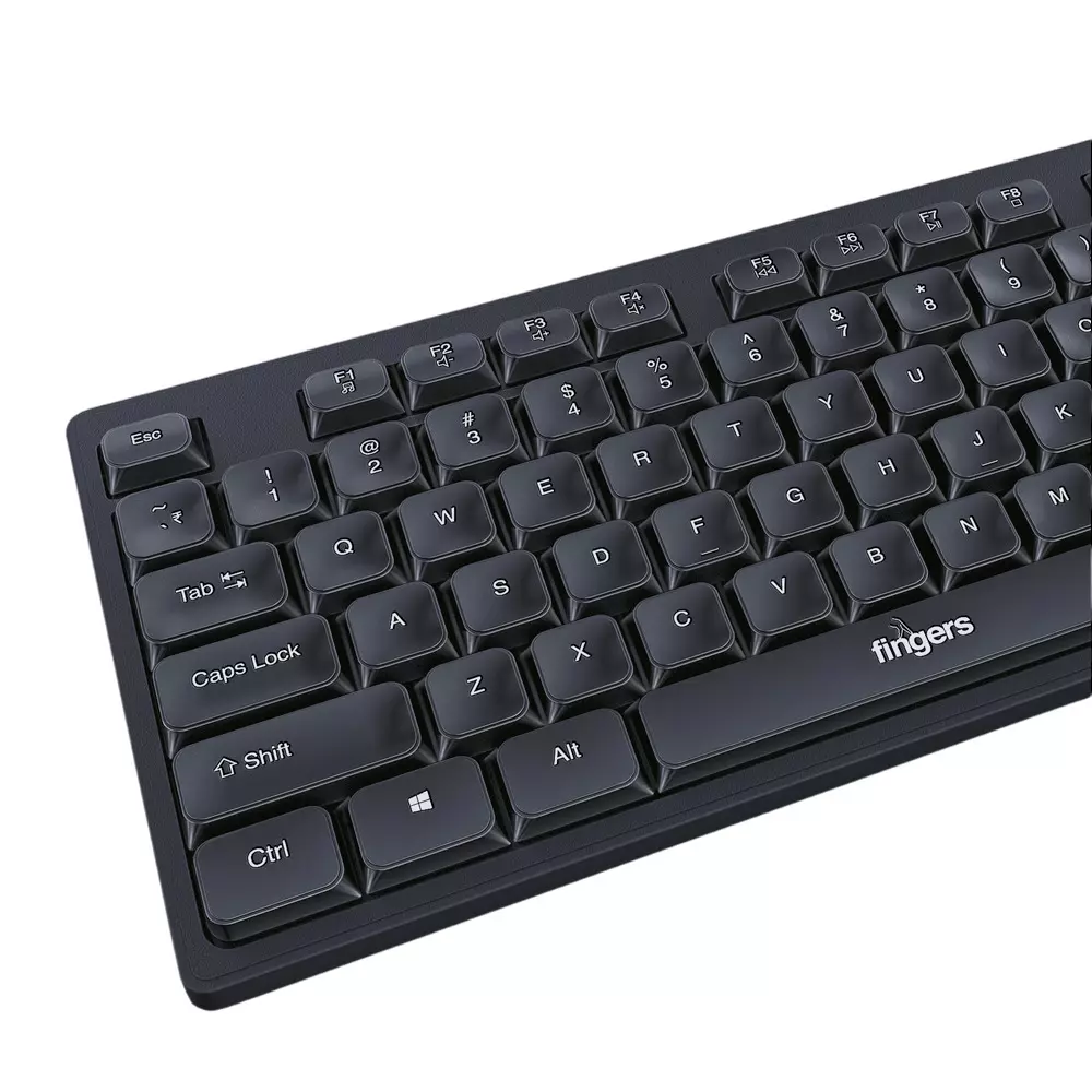 Fingers ButterClicks Wired Keyboard 104 Special Soft Keys with Sealed Membrane, Black