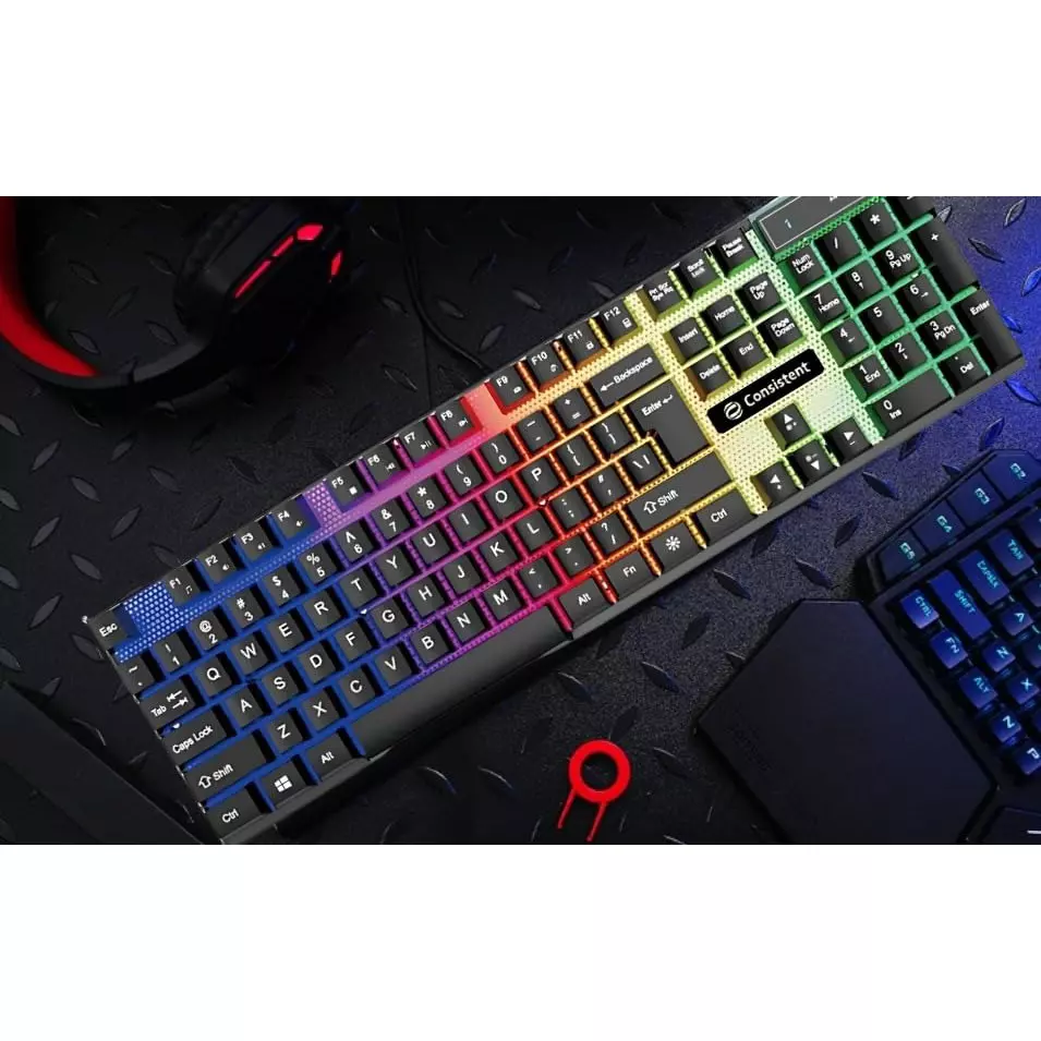 Consistent Radium Wired Gaming Keyboard Black with Breathing Effect & RGB Backlit, KG1101