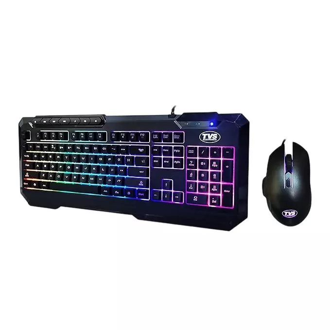 TVS Membrane Wired Gaming Keyboard & Mouse Black USB (Wired) Estimated up to 1600 / 3200 / 7200 DPI, Champ BLITZ Gaming Combo