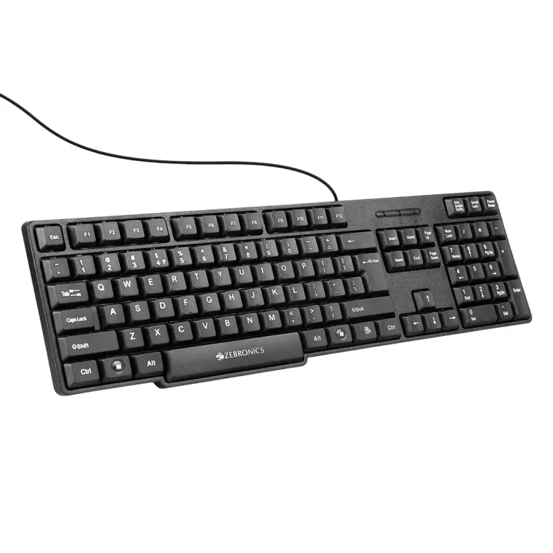 Zebronics USB Wired Multimedia Keyboard 104 UV Coated Keys with 1.2 m Cable Length Black, K65