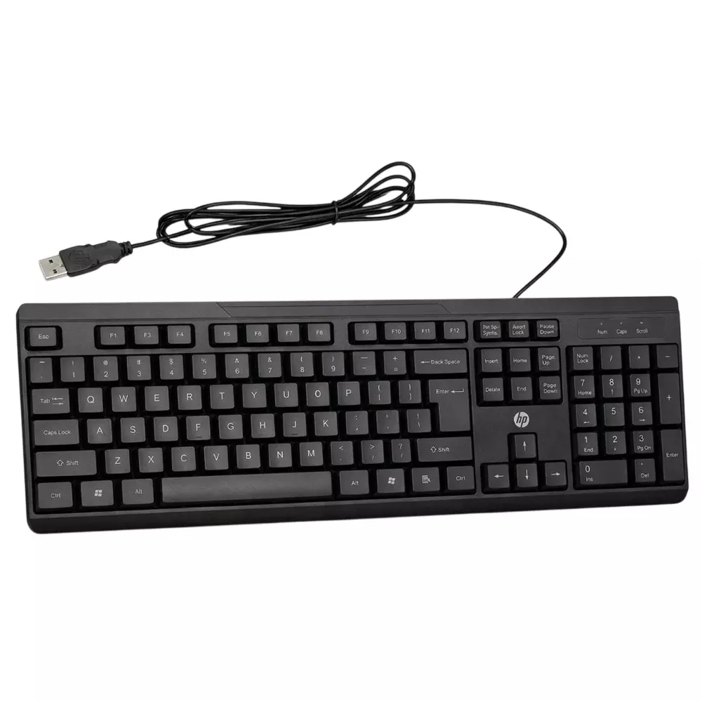 HP Wired Keyboard USB 2.0 Interface 101 Keys 1.5 m Cable Length Black, K125