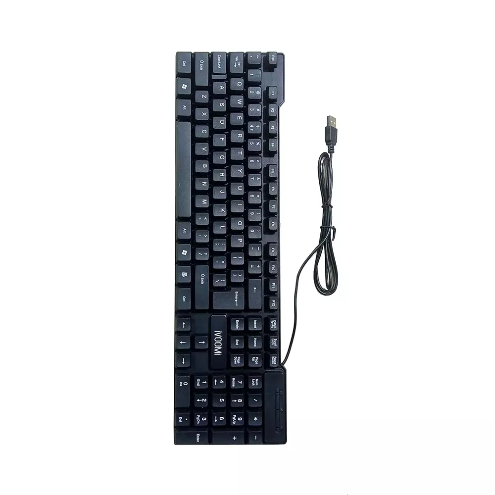 Ivoomi Quest USB Keyboard Black Wired Ambidextrous for Laptop & PC, IV-WRK104 (Pack of 5)