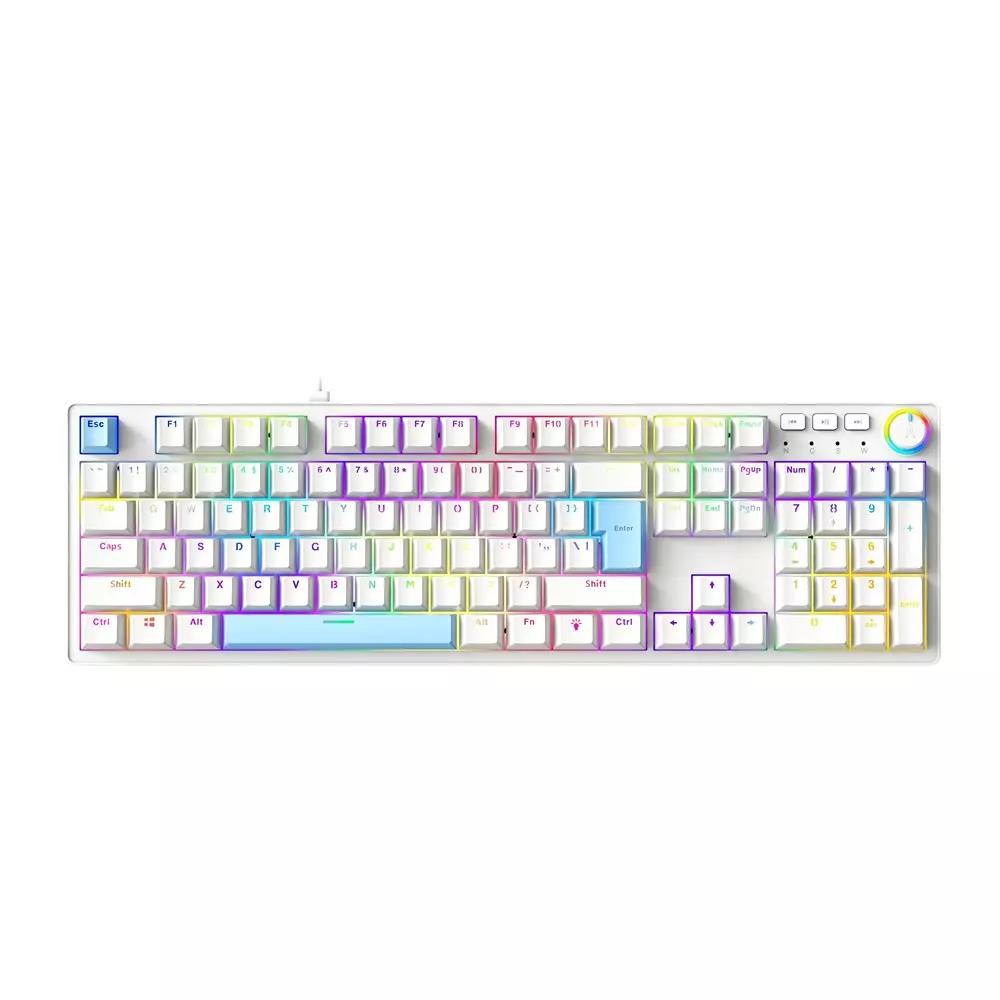 fingers-wired-keyboard-type-c-usb-interface-104-keys-1-knob-15-media-keys-50-million-life-cycles-switch-life-dual-tone-white-blue-color-macho-mk1