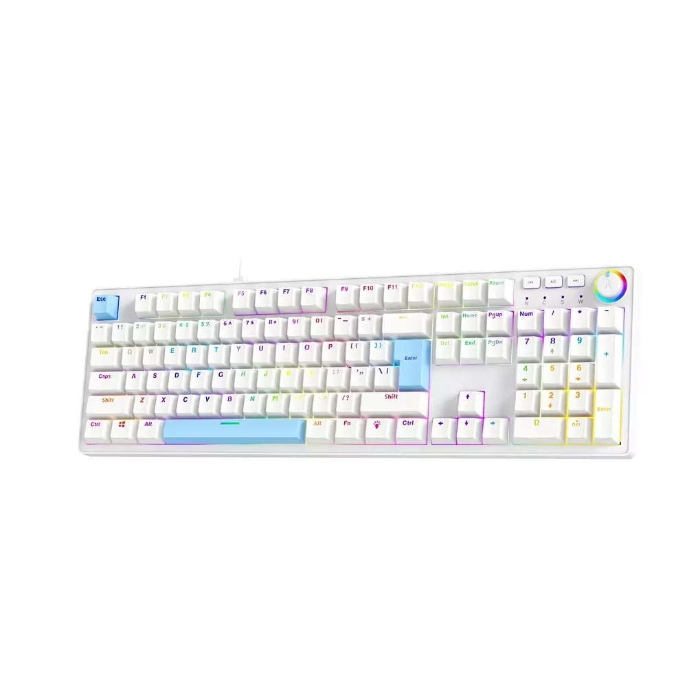 fingers-wired-keyboard-type-c-usb-interface-104-keys-1-knob-15-media-keys-50-million-life-cycles-switch-life-dual-tone-white-blue-color-macho-mk1