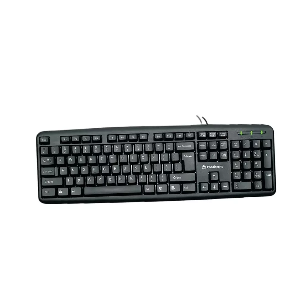 Consistent Classic Silver Wired Keyboard 102 Keys Spill-Resistant Black, SK101