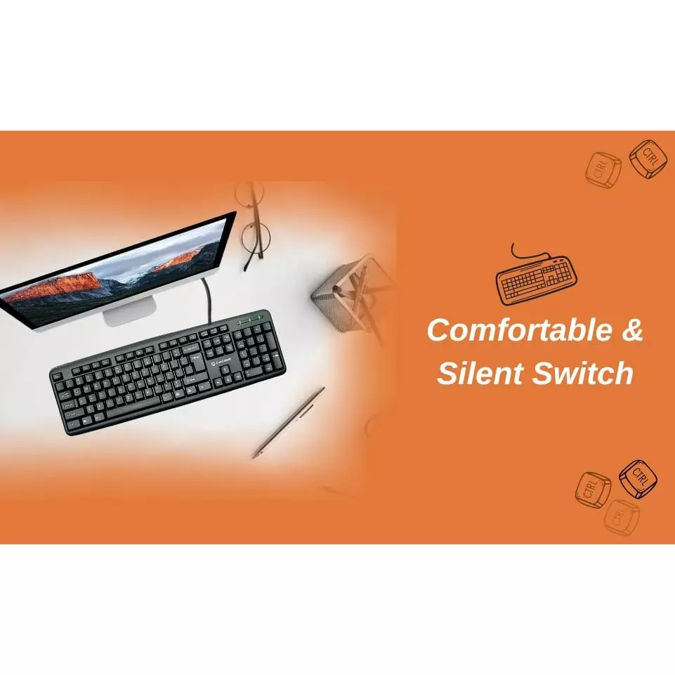 Consistent Classic Silver Wired Keyboard 102 Keys Spill-Resistant Black, SK101
