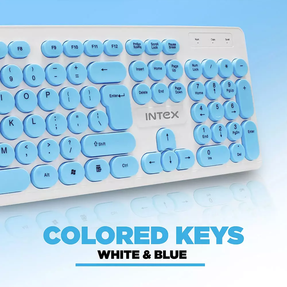 INTEX Classy Keyboard USB Interface Wired Connectivity Blue, White, IT-KB335