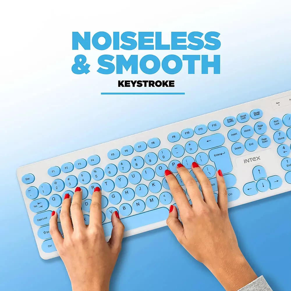 INTEX Classy Keyboard USB Interface Wired Connectivity Blue, White, IT-KB335