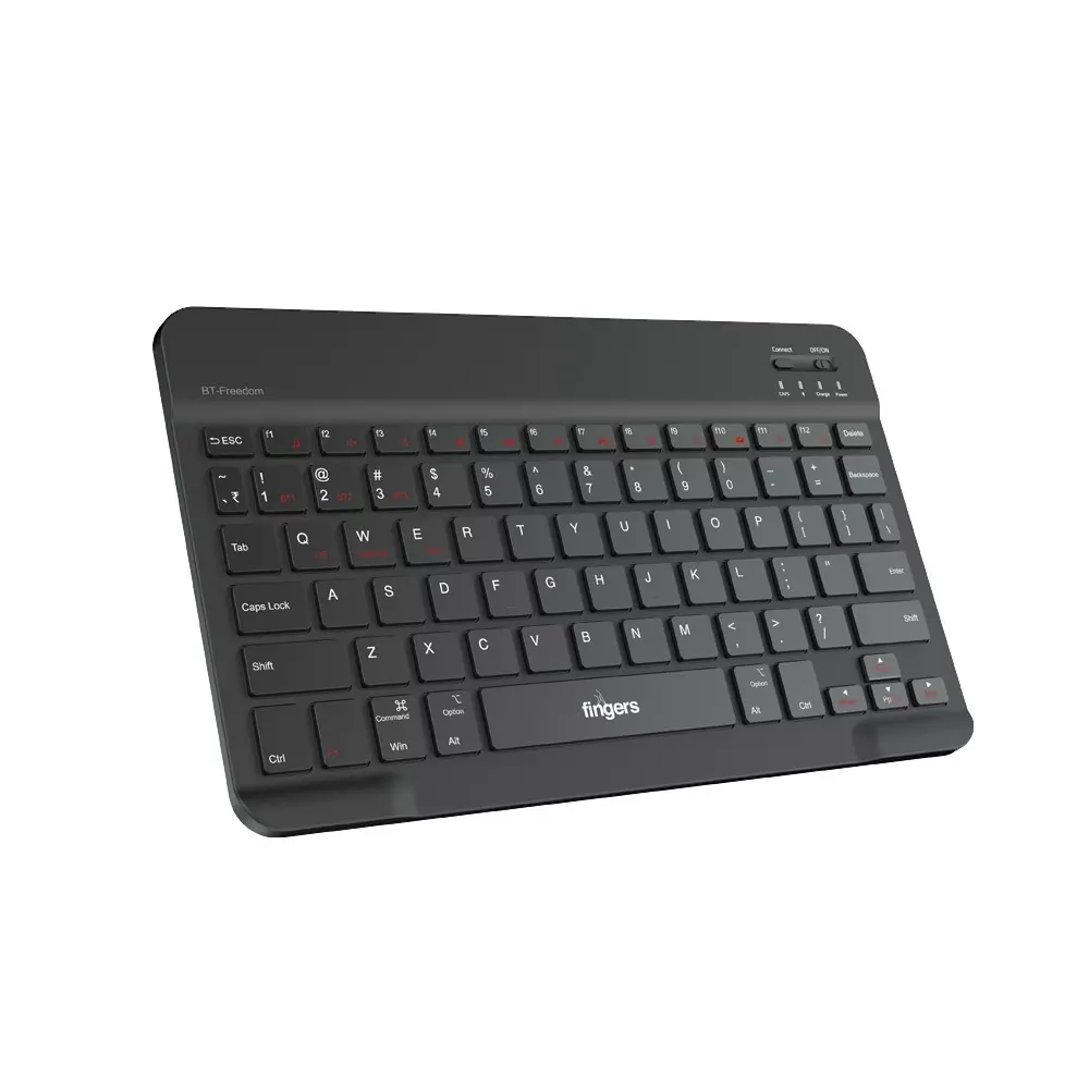 FINGERS Wireless Keyboard Bluetooth Interface 78 &nbsp;Keys 10 million Keystrokes Switch Life 10 m Wireless Range Jet Black Color, BT-Freedom