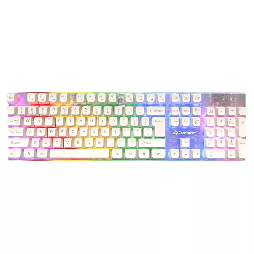 Consistent Waves Gaming Wired Keyboard With RGB Lights USB Anti-Ghosting White