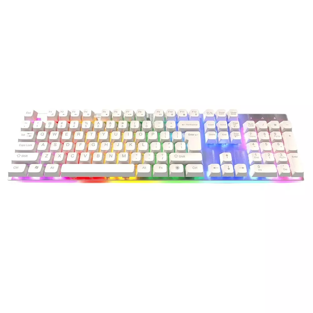 Consistent Waves Gaming Wired Keyboard With RGB Lights USB Anti-Ghosting White