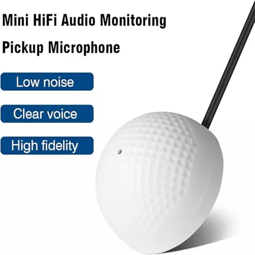 PremiumAV CCTV Audio Surveillance Microphone High-Sensitivity Round Mic for Audio Monitoring & Recording with CCTV Security Camera Systems