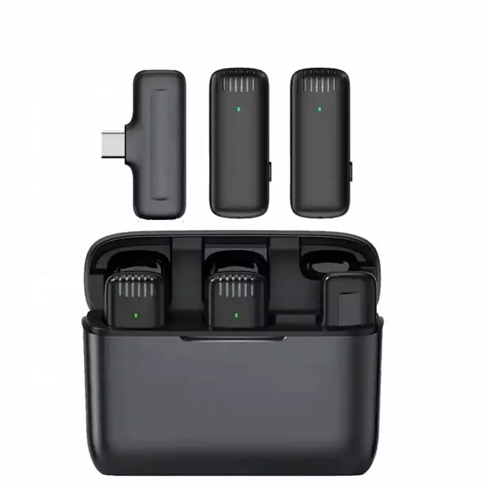 LEKATO Wireless Lapel Microphone System Omni-directional Battery Powered 70 dB with Charging Case, J-13