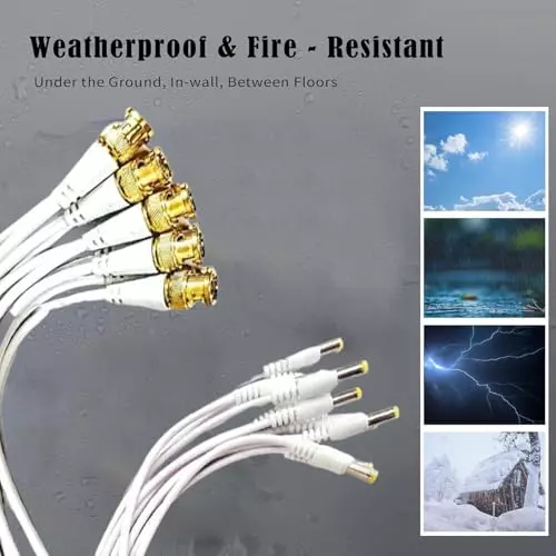 PremiumAV CCTV BNC Connector & DC Power Cable Combo Kit 10 Pcs BNC Male Connectors and 10 Pcs 2.1 mm DC Power Pigtail Male Cables for Surveillance Cameras