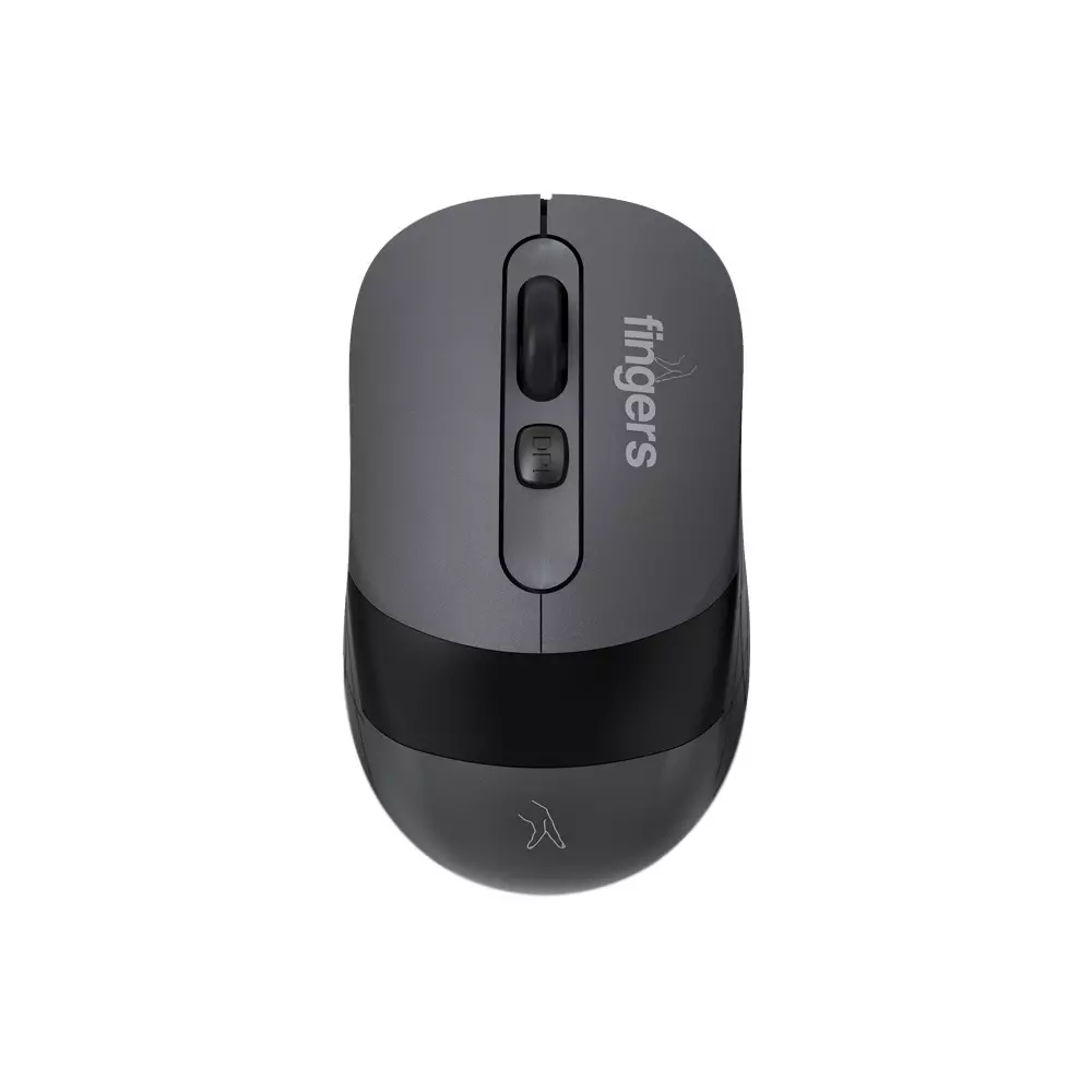 FINGERS Wireless Mouse USB Interface 800 - 1200 - 1600 DPI (Changeable) Resolution 5 Buttons with Scroll Wheel Dark Grey Color, AeroGrip Nova