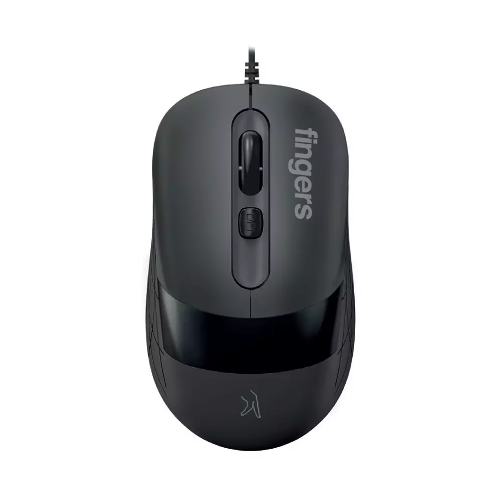 FINGERS Wired Mouse USB Interface 800/1200 (def) / 1600 / 2400 (Changeable) Resolution 4 Buttons with Scroll Wheel Graphite Grey Color, SuperHit