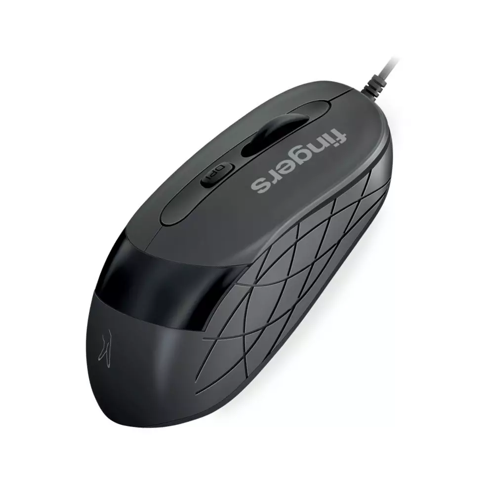 fingers-wired-mouse-usb-interface-8001200-def-1600-2400-changeable-resolution-4-buttons-with-scroll-wheel-graphite-grey-color-superhit