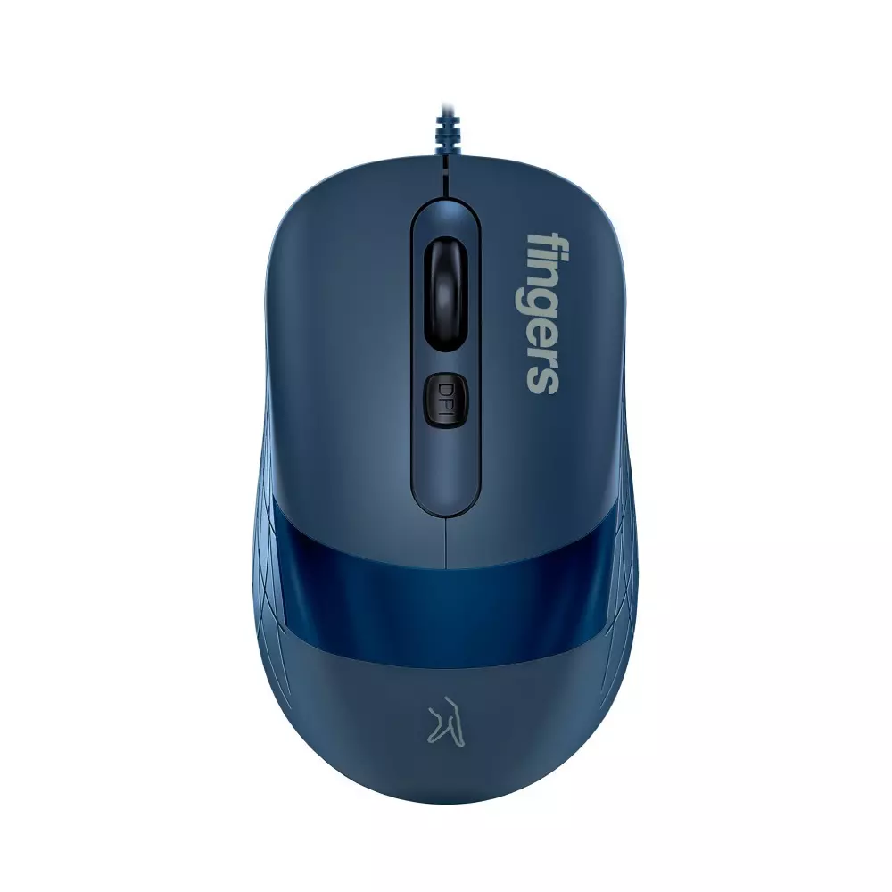 FINGERS Wired Mouse USB Interface 800/1200 (def) / 1600 / 2400 (Changeable) Resolution 4 Buttons with Scroll Wheel Royale Blue Color, SuperHit