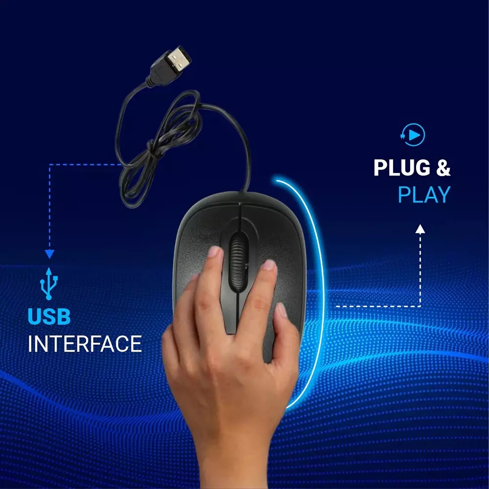 Consistent Nova Wired Mouse 1000 DPI Ergonomic Design with Optical Sensor, CTM0401