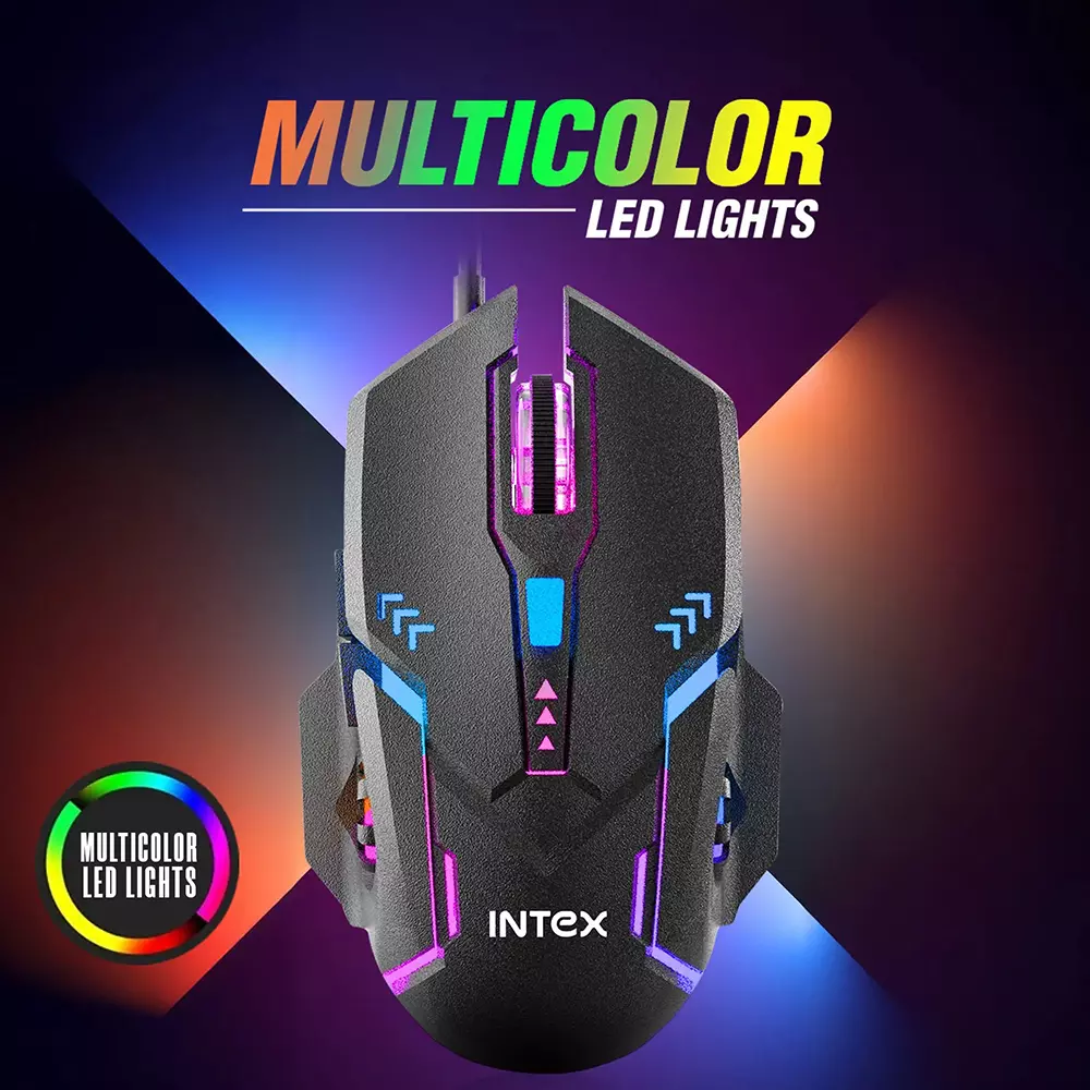 INTEX Nova Gaming Mouse 3200 DPI 1.4 m Cable Length RGB Lighting