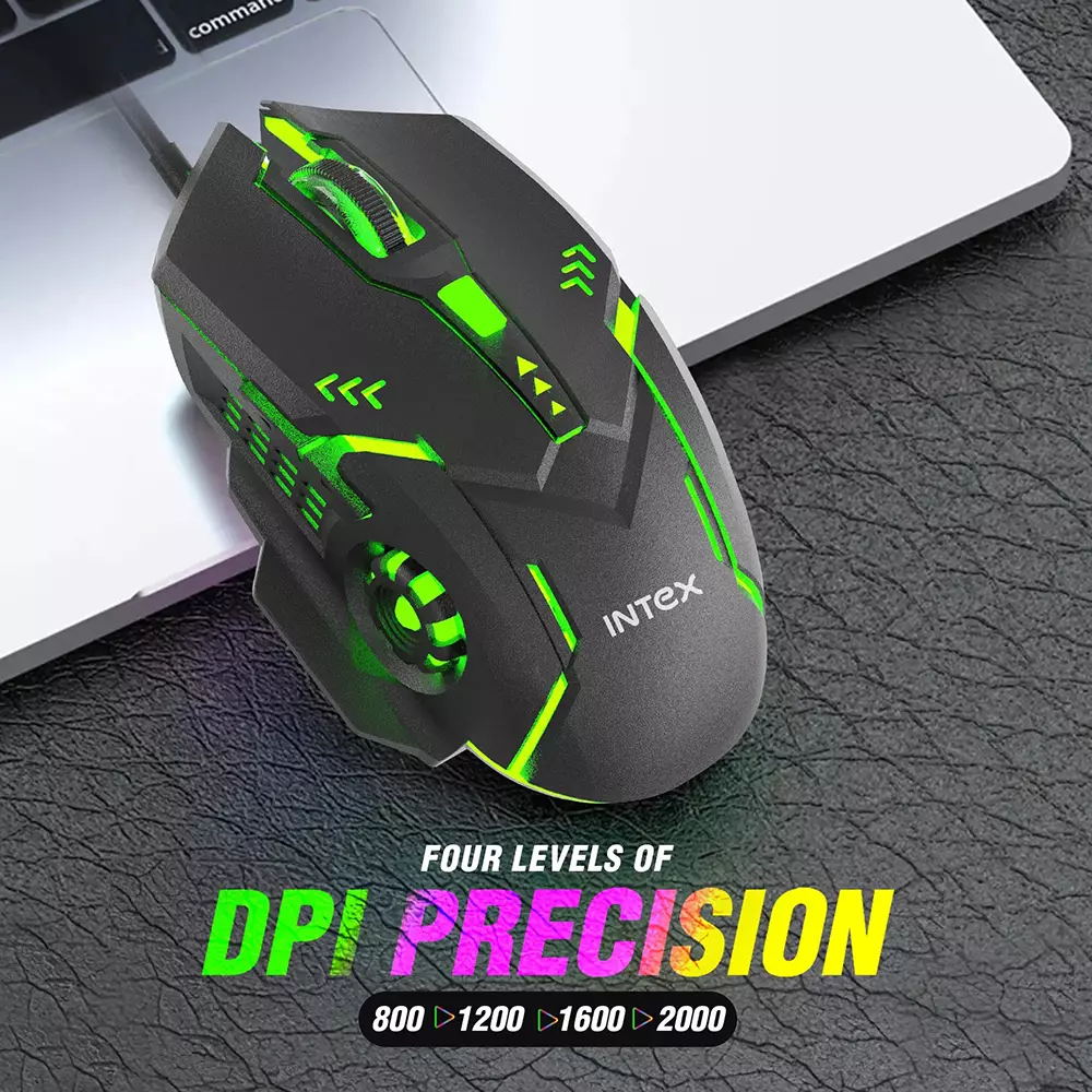 INTEX Nova Gaming Mouse 3200 DPI 1.4 m Cable Length RGB Lighting