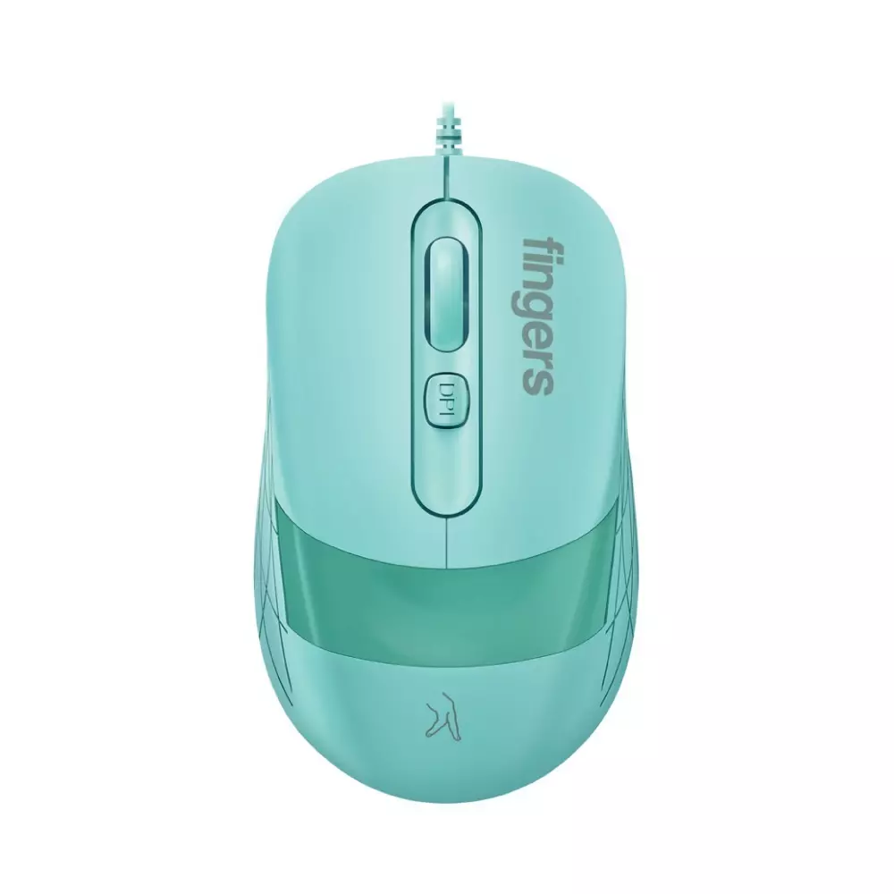 FINGERS Wired Mouse USB Interface 800/1200 (def) / 1600 / 2400 (Changeable) Resolution 4 Buttons with Scroll Wheel Sea Blue Color, SuperHit